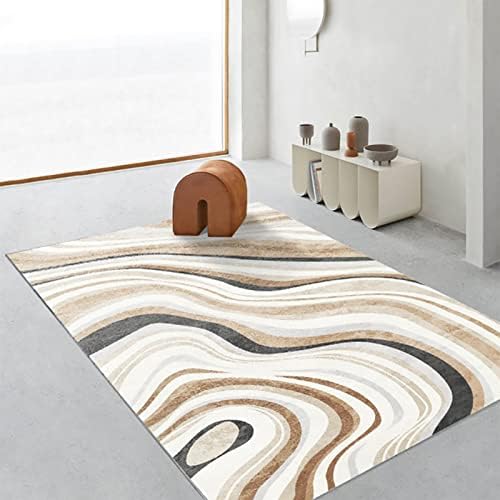 FINOREN Artistic Abstract Area Rug.Cream and Brown,4'x6', Suitable for Bedroom, Living Room, Apartment, Machine Washable Non-Slip Soft Modern Interior Rug,Smudge-Proof, Non-Shedding.