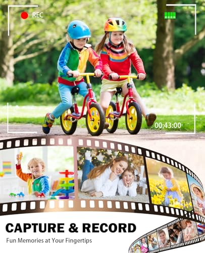 HEYMAO Câmera infantil, câmera digital 4K para fotografia, câmera de selfie de vídeo HD de 48 MP 1080p, com flash de tela flip de 180°, com cartão SD de 32 GB, para iniciantes, crianças, adolescentes - Imagem 3