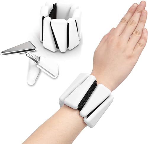 Miniatura 1 de Juego de 2 pesas de silicona ajustables para muñeca y tobillo para mujeres y hombres, pulseras de peso de silicona ajustables (1 libra cada una)