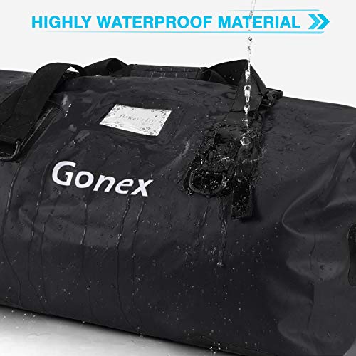 Gonex 80L Extra Large Waterproof Duffle Travel Dry Duffel Bag Ski Boot Bag with Durable Straps and Handles for Snowboard Ski Kayaking Boating, Perfect to Keep Your Gear Safe Black