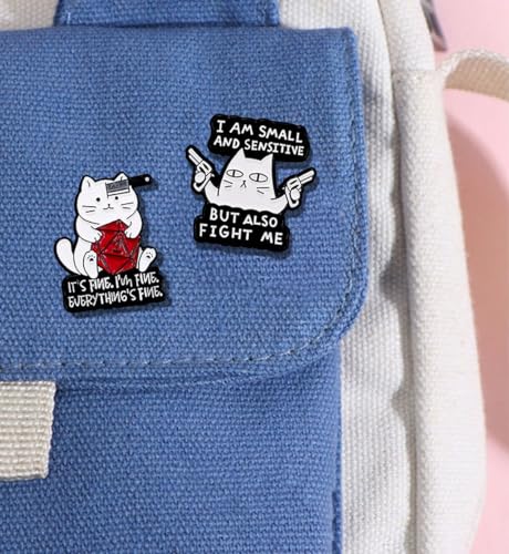 Image of 4 Pcs Knife Cat Enamel Pins Set,Fashion Animal Lapel Pins for Women Men Girls,Funny Cartoon Jewelry Gift Alloy Badge Brooches for Backpack Clothes Hat