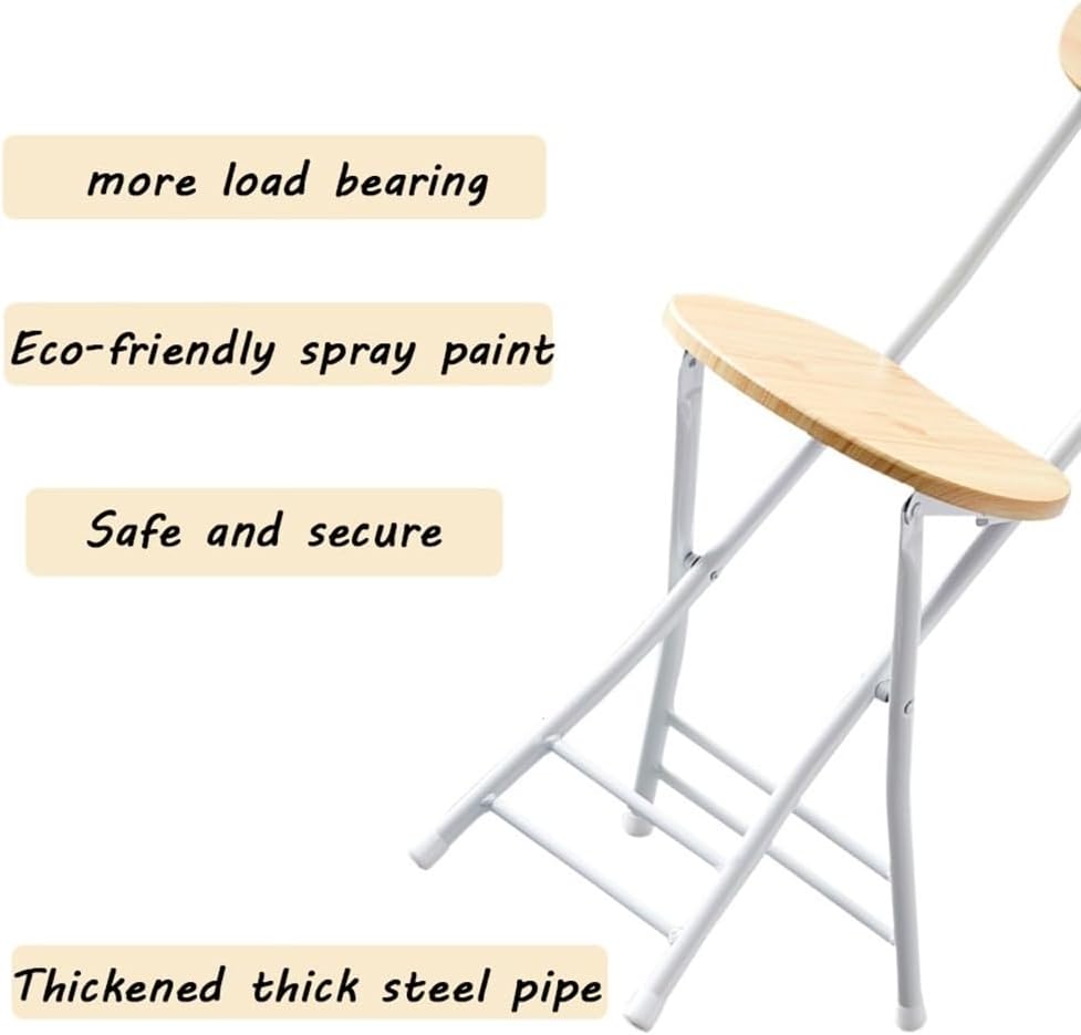 Foldable Dining Chairs Wood Folding Chair Stool with Backrest and Footrest Portable Height Stool Adults Kitchen Island (Color : Brown) (Blue)