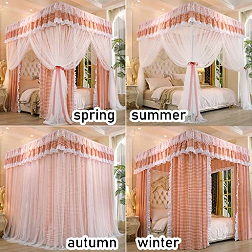 Dosel para cama con mosquiteros encriptados dobles y cortinas opacas 7
