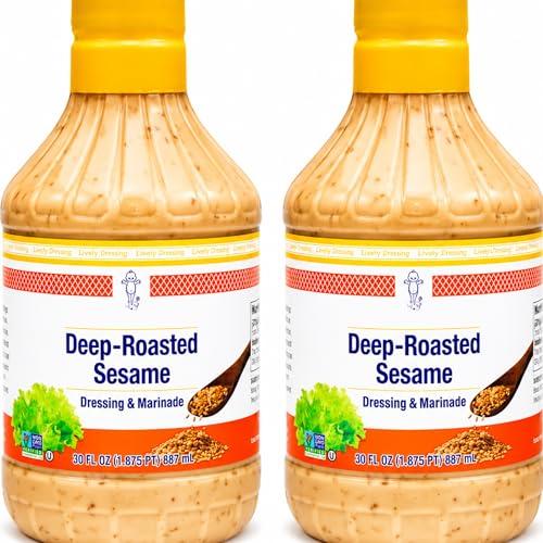 Deep Roasted Sesame Dressing & Marinade, Japanese Style Creamy Sesame Sauce with Soy, Garlic & Vinegar, Rich Nutty Flavor, 30 fl oz (Pack of 2) – No Artificial Preservatives, 60 fl oz Total