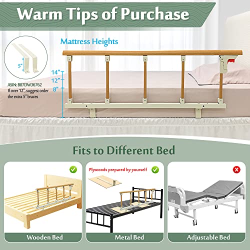 Mybow Bed Rail Assist Side Rails for Elderly Adults Swing Down Safety Half Bed Railing Fall Prevention Hospital Handrail Bed Cane for Elderly Medical Bed Assist Rails (47x18,2PCS) 5 Mybow Bed Rail Assist Side Rails for Elderly Adults Swing Down Safety Half Bed Railing Fall Prevention Hospital Handrail Bed Cane for Elderly Medical Bed Assist Rails (47x18,2PCS) - Image 6