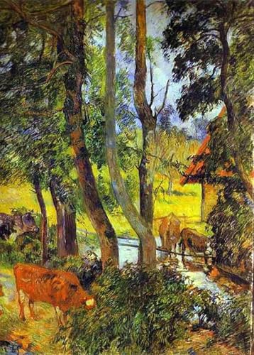 Tableau impressions d'art mural haut de gamme L'abreuvement du bétail par Paul Gauguin