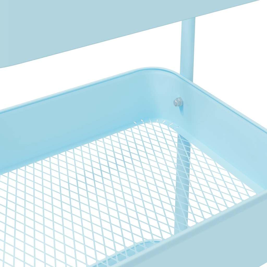 Carro de almacenamiento de 3 niveles azul de acero lacado, 42 x 41,5 x 77 cm, con 4 ruedas, dos bloqueables, para cocina, oficina, baño, transporte y organización de muebles, herramientas