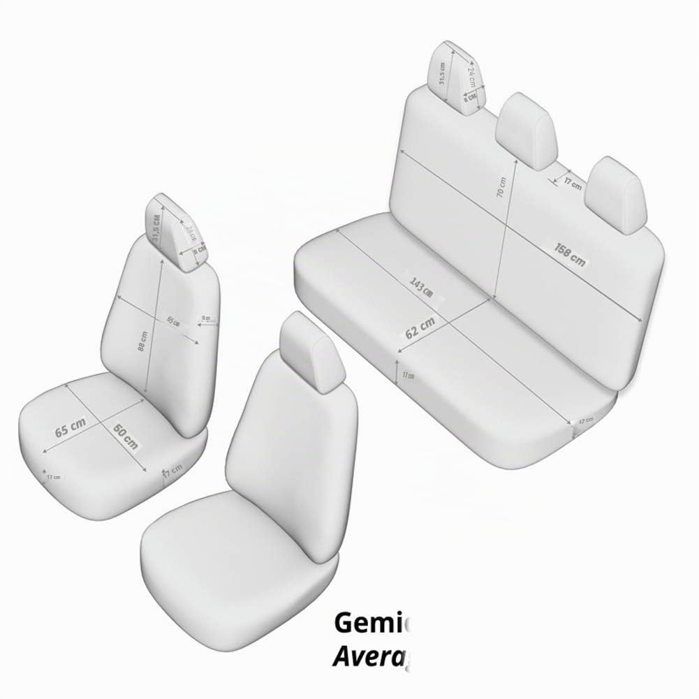 Coprisedili universali in Pelle/Tessuto 'Comfortline' Nero/Grigio + Bordo Bianco - 11 Pezzi - compatibili con airbag Laterali