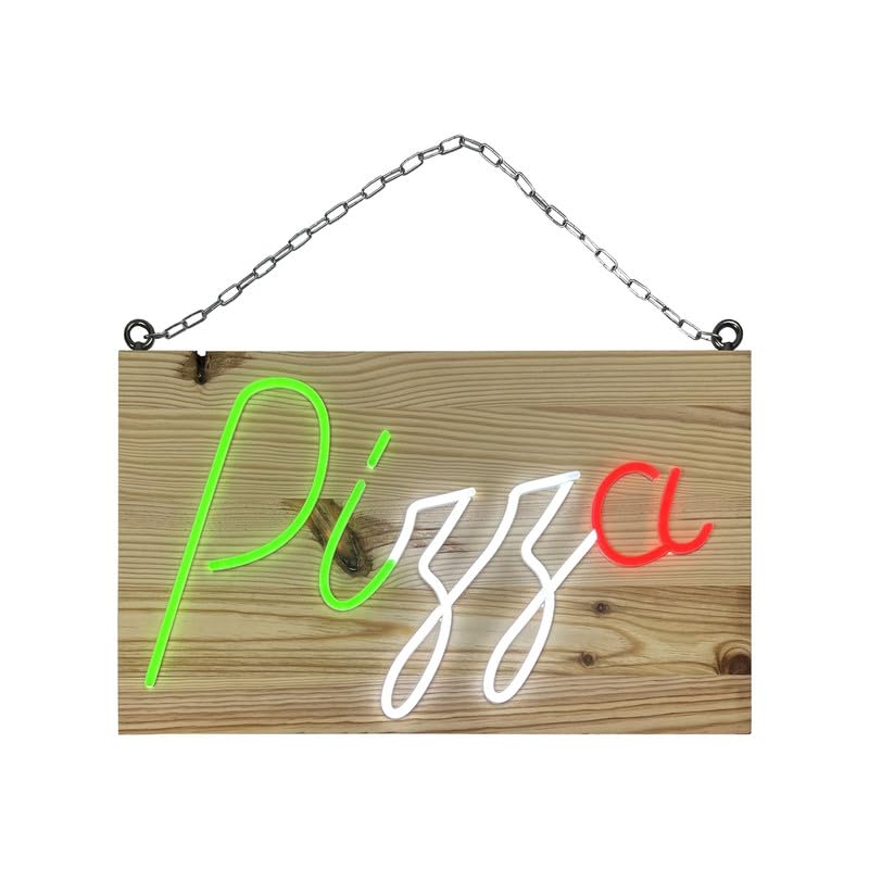Insegna luminosa a LED per interni "Pizza" in legno - Produzione francese