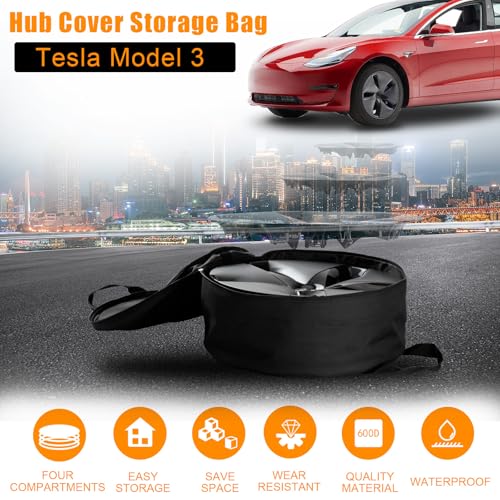 ROCCS 19" Wheel Hubcap Storage Bag Compatible with Tesla Model 3 Model Y 18" Aero Wheel Cover Gemini Hubcap Storage Bag, Waterproof Wheel Cover Spare Carrying Bag Protectors