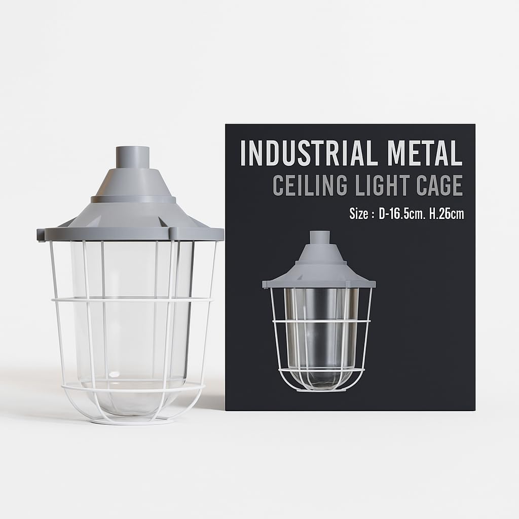 LEDSone Industrial Ceiling Light Shade Metal 16.5 x 26cm Grey Fisherman Style Modern Indoor Hanging Modern Pendant Light Shade for Farmhouse Kitchen Island Loft Hallway — image 1