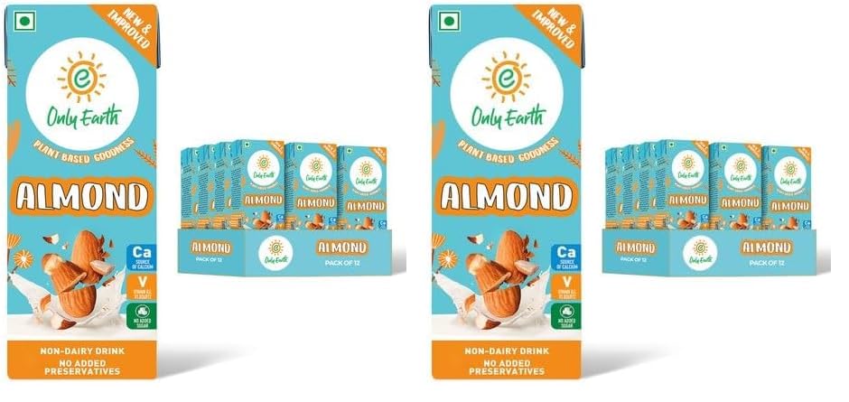 Only Earth Almond Drink Unsweetened Lactose-Free Preservatives Free Contains Vitamin D,E,B1,B2 & B12 | Plant-Based Alternative | Barista Edition 180 ML (Pack 12) (Pack of 2)-image-25