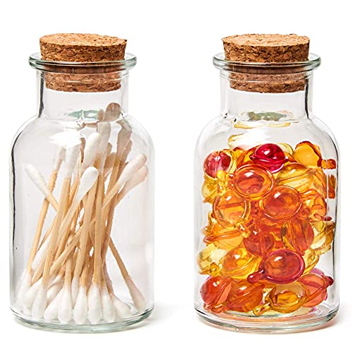 Ezoware 20Pc Spice Jars, 5Oz Bottle Clear Glass Canister Set With Cork Lid, Round Decorative Reusable Vial Storage Containers For Herbs, Teas, Seasonings, Party Favors, Candy (150Ml) #TOP2