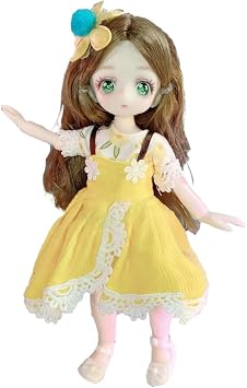 Anime BJD Doll 1/7 SD Doll 9 Inch 18 Ball Joint Doll DIY Toy with Clothes Shoes Non-Adjustable Hair Makeup, Best Gift for Girls, Kids, Children-U