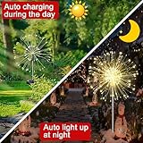 Joysing Firework Solar Lights Outdoor Garden 2 Pack 120 LED Solar Firework Light, 8 Modes Garden Lights Waterproof Starburst Light for Lawn Patio Pathway Decorative - Warm White - Image 4