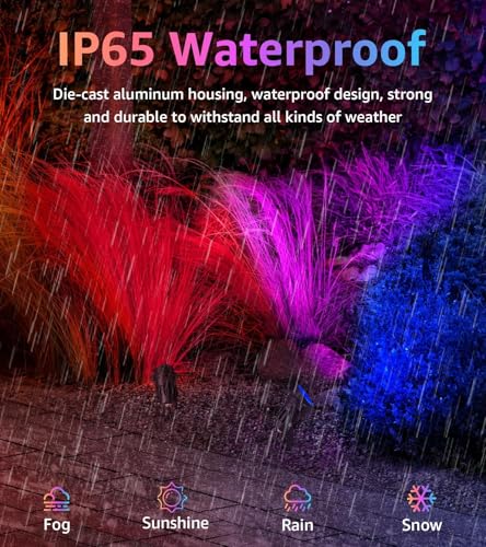 SUNVIE Halloween Outdoor Spotlight 12W RGBW Color Changing Landscape Lights with Remote Control 120V RGB Landscape Lighting Waterproof Spot Lights Outdoor for Yard Garden Patio Lawn Decorative, 4 Pack