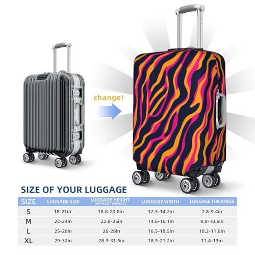 Striped Zebra Skin Lines Neon Hues Elastic Travel Luggage Covers Dustproof Scratch-Resistant Suitcase Protector Fit 22-24 Inch4
