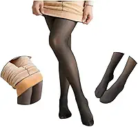 Meia Calça Térmica Feminina Translúcida Peluciada Forrada Para Inverno - Tamanho Único 36 ao 46 – Efeito Meia Fina Com Interior Térmico Aveludado – Alta Elasticidade e Confortável - Linha Premium