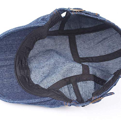 Image of Quanhaigou Unisex Denim Newsboy Hats Flat Ivy Gatsby Cabbie Driving Berets Hat Cotton Dad Cap for Men Women