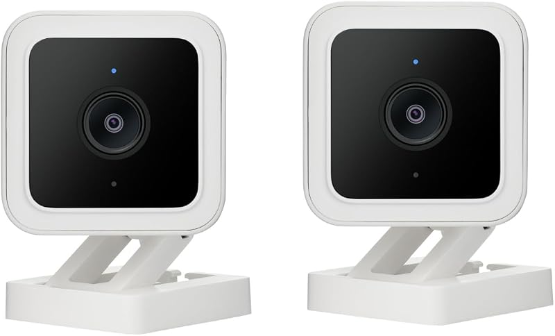 Cam v3 Wired WiFi Indoor/Outdoor Home Security Camera, 2-Pack | Color Night Vision, 2-Way Audio, Pet/Baby Monitor, MicroSD Card Slot, Compatible with Alexa & Google