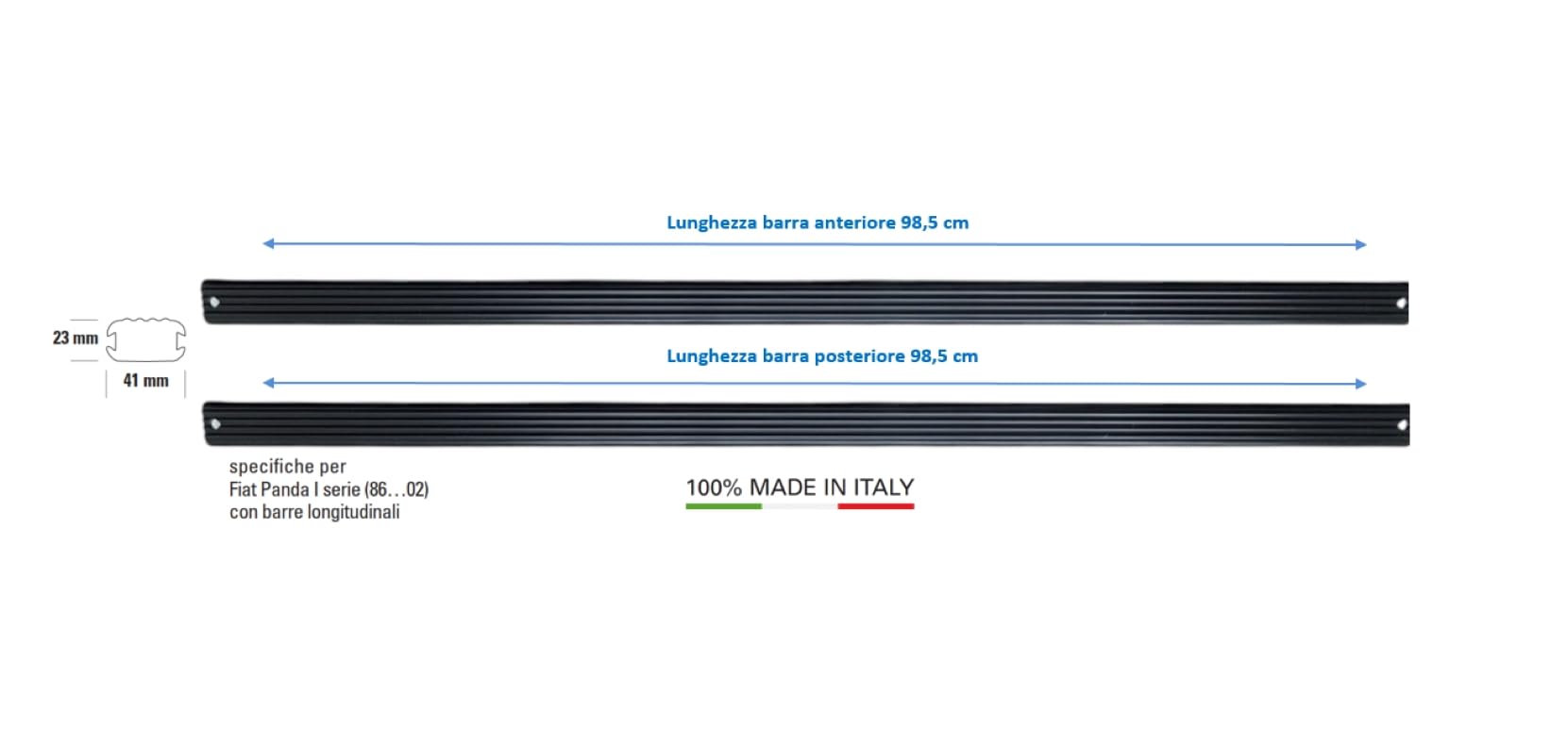 GEV Barre PORTATUTTO Premontate Specifiche Fiat Panda I Serie Fino al 2002 Nero Acciaio 8821