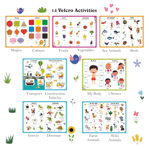 Image of Laadan My First Preschool Busy Book 32 Interactive Activities for 2-5 years old,Early Learning hook&loop Montessori quiet book with 100 Cutouts,cornered edges,Water&Tear proof Play book,velcro book