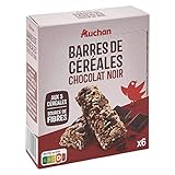 AUCHAN Crousty barres de céréales au chocolat noir 6 barres 126g