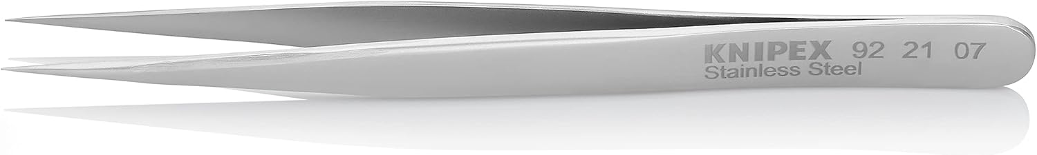 KNIPEX Tools 92 21 07 Stainless Steel Gripping Tweezers-Needle Point Tips, 4-1/2"