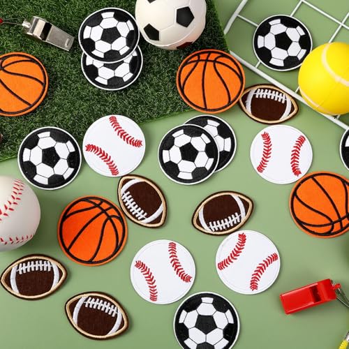 36pcs Ball Sports Iron On Patches Basketball Football Baseball Soccer Embroidered Sew On Applique Repair Patch DIY Crafts for Clothing Jacket Jeans Pants Dress Backpack Hat - Thumbnail 5