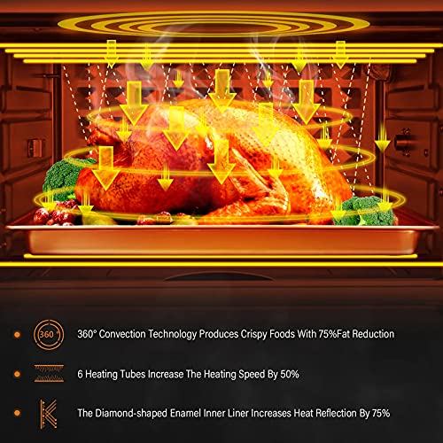 10-in-1 XL 24Qt Toaster Oven Air Fryer Combo, Countertop Convection Oven with Rotisserie & Dehydrator, 2 Convection Speeds, Precise Time/Temp Control, Digit Oil-less Roast-Bake-Broil-Grill, 1700W
