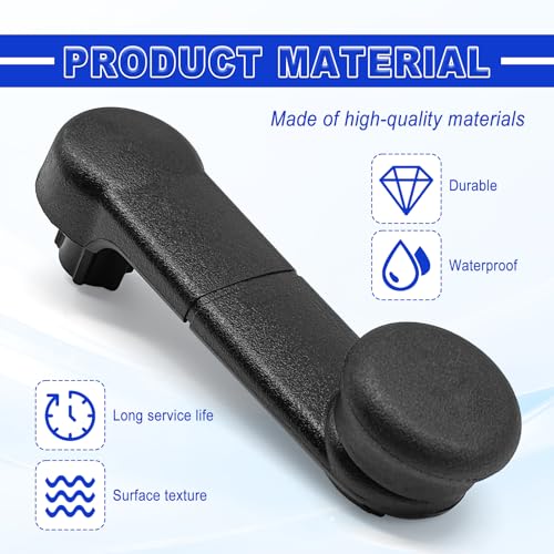 Image of Ford Window Crank Handle Set Front Rear Left Right OEM Style Metal Body Plastic Cover E6DZ5423342A F7UZ1523342AAA Fits 1987-2023 Mustang Bronco F150 F250 F350 Super Duty Econoline Ranger
