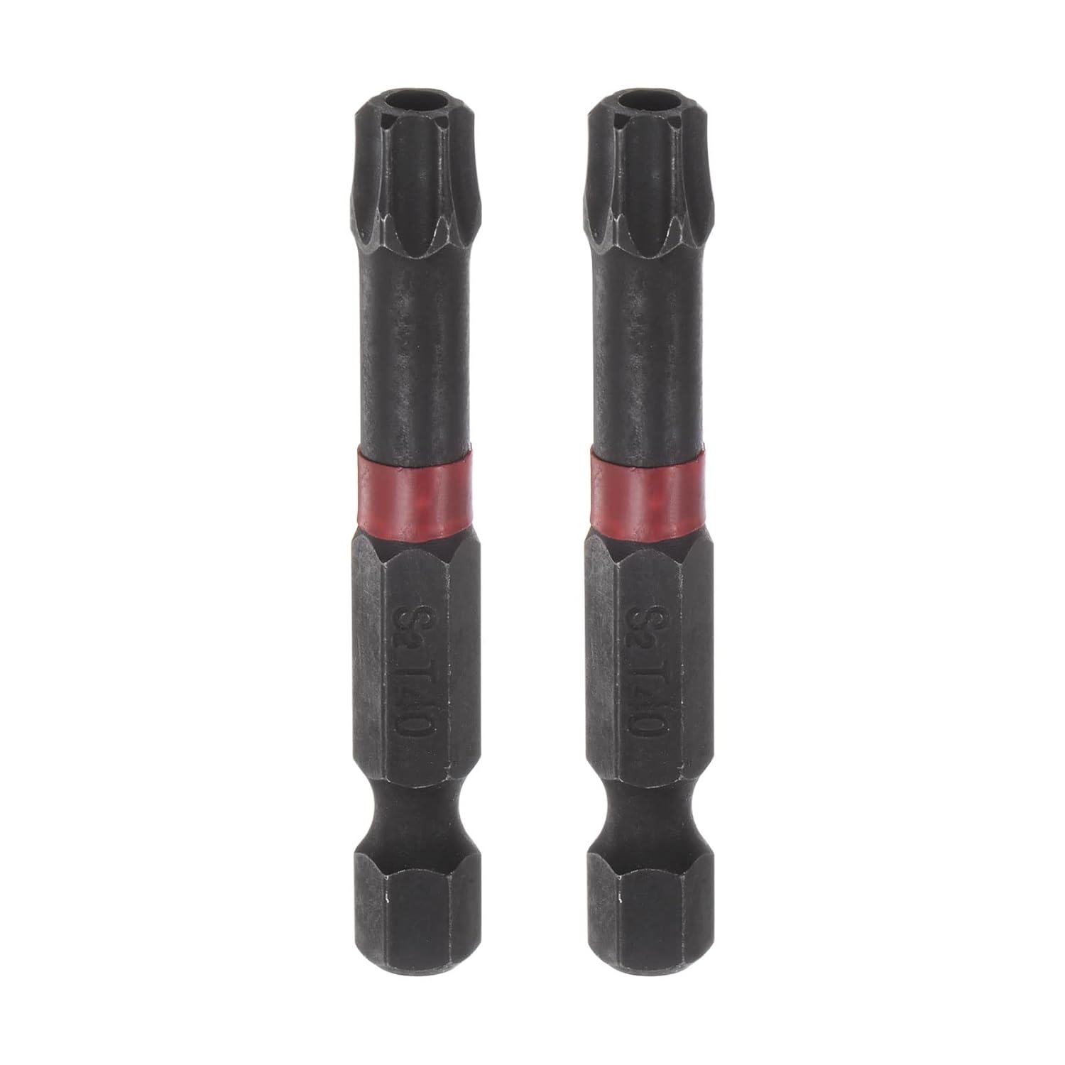 HARFINGTON 2pcs T40 Impact Rated Torx Bit 1/4" Hex Shank 2" Length Magnetic Security Star Screwdriver Power Tool