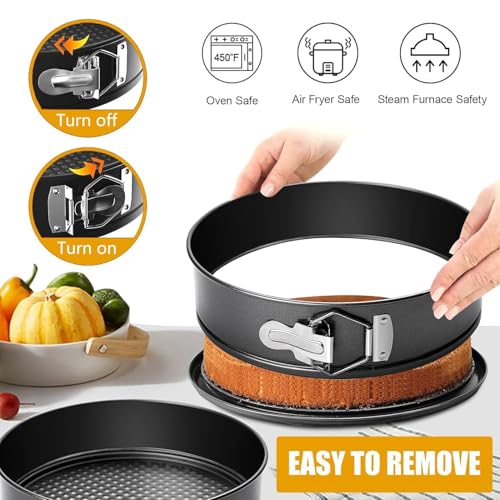 Springform Cake Pan, 3PCS Stainless Steel Springform Tin, Cake Tin for Baking for Cheesecake, Removable Base, Non-Stick Deep Round Spring Form Cake Pans for Baking (18/20/22cm) - Image 5