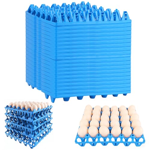 CYEER 20 Hueveras de Plástico para Huevos, Bandeja para 30 Soportes para Huevos, Almacenamiento de Huevos al por Mayor para Almacenar, Clasificar y Enviar Huevos Reutilizables (Azul)