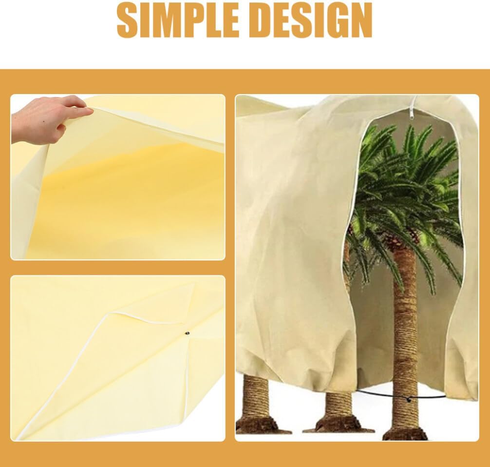 Sosoport Winter Drawstring Plant Covers Freeze Protection with Zipper Frost Blankets Outdoor Fruit Tree Potted Plants Frost Cloth Shrub Covers Warm Plant Protection Cover Bag