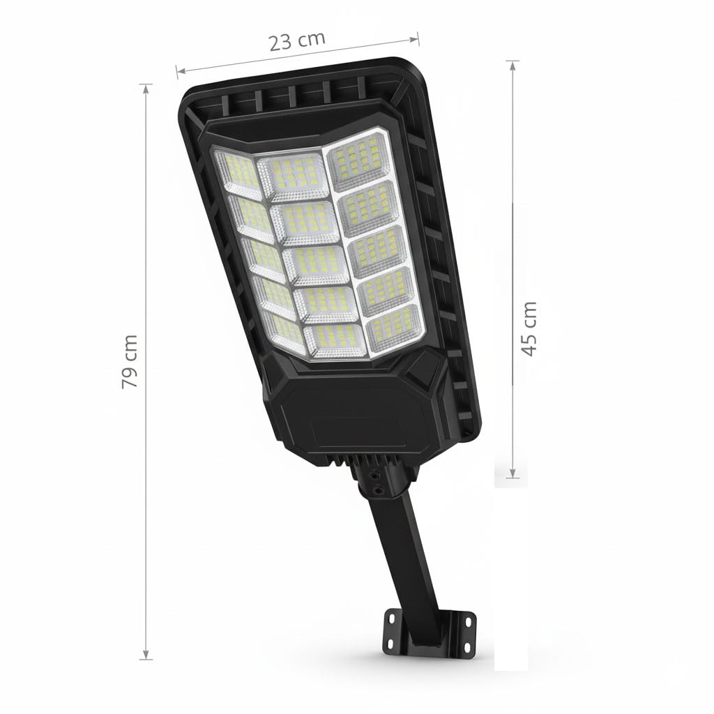 Lampione Solare 1500W 240 LED da Esterno con Sensore Movimento e Crepuscolare, IP65 Impermeabile, Pannello Monocristallino, Batteria Litio 12h, Luce Solare per Giardino, Cortile, Strada