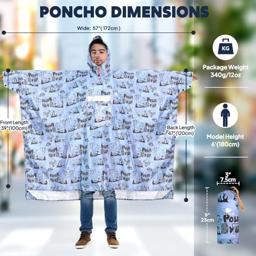 ANYOO Waterproof Rain Poncho for Adults Lightweight Raincoat for Men Women Jacket Coat Hooded for Hiking Outdoor Activities2