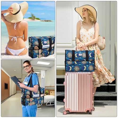 Utility Tote Bag with Laptop Compartment Luggage Sleeve Zippered Multi-pocket Commute Shoulder Purse for Nursing/Work2