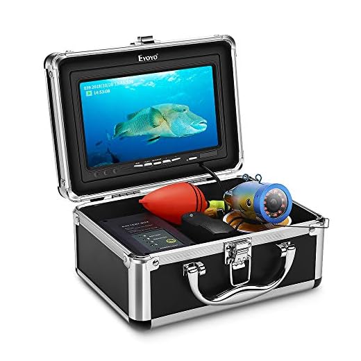 Eyoyo Underwater Fishing Camera Video DVR Recording Fish Finder 7 Inch LCD Monitor HD 1000 TVL Waterproof Camera Adjustable Infrared & White Light for Ice Lake Sea Boat Kayak Fishing 30m(98ft) Cable