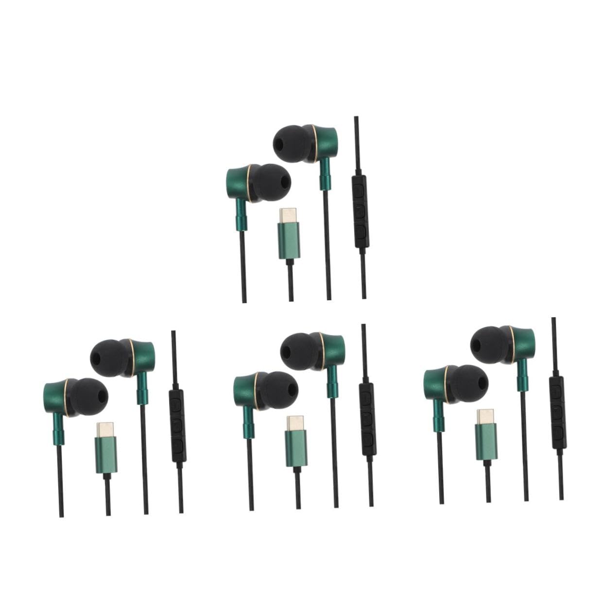 Mikikit 4pezzi Cuffie In-ear Usb Type-c Microfono Cancellazione Per Smartphone e Tablet Audio Stereo e Comfort Duraturo