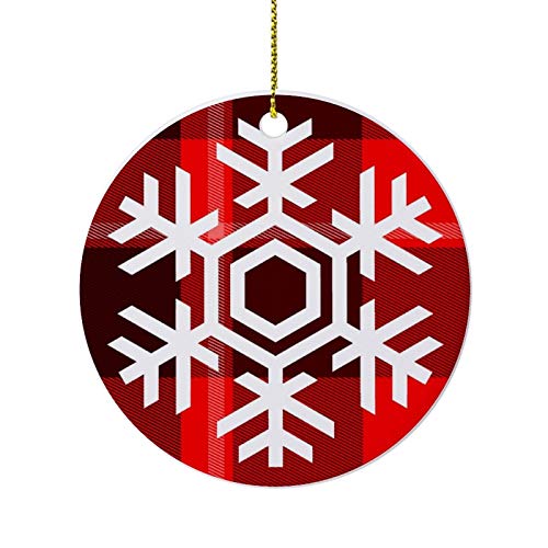 Adornos de Navidad, Invierno Copos de Nieve de Navidad Rojo Blanco Árbol de Memoria Redondo Ornamento, Cerámica de Recuerdo Decoración Ornamento