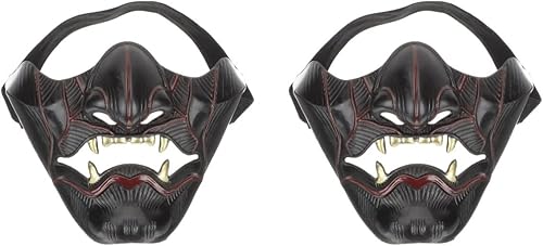 NOLITOY 2 máscaras de disfraz de Halloween oni half oni para hombres, oni half Oni Half Japonés