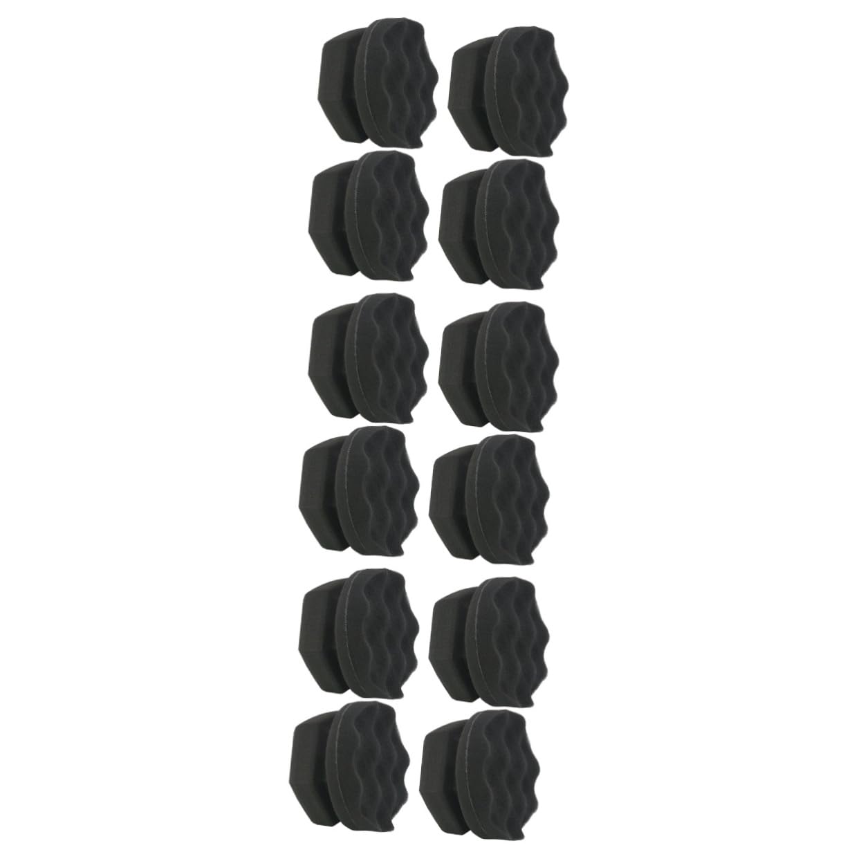 FAVOMOTO 12pcs Handy Wax Sponge Wave Pattern Polishing Sponges for Car Waxing and Detailing for Dashboard Seats Cleaning Durable and Easy to Grip Black