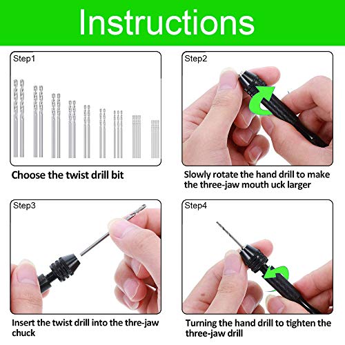 ManLee 37 Pcs Hand Drill Bits Set Include Micro Mini Twist Drill Bits Precision Pin Vise for Wood Jewelry Plastic Craft Carving DIY Drilling Electronic Assembling