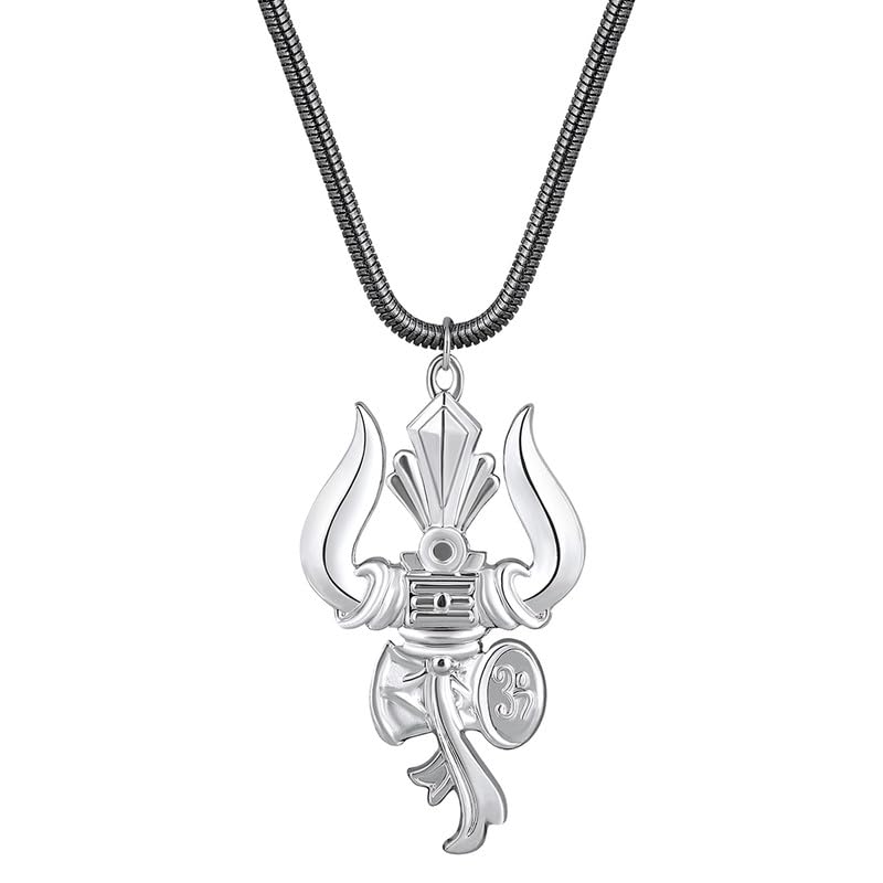 Lord Shiva Trishul & Damroo Pendant and 24 Inch Chian for Men (PAPS1101894PR)-image-32