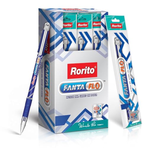 Image of Rorito Fantaflo Ball Pen - Blue | Smooth Writing, Comfortable Grip & Long Ink Life | Ideal for School, College & Office Use | Pack of 20 Pens
