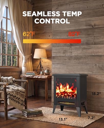 Image of Silonn 18 inch Electric Fireplace Heater - Fast Heating, Quiet Operation, Adjustable Temperature, CSA Certified, Overheat Protection, Portable Electric Fire Place for Living Room & Bedroom, Black