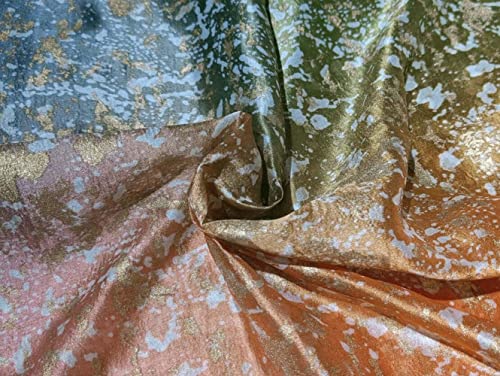 Soie Tussar pure 111cm tissu tie-dye pour robe de soirée orange