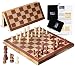 FUN+1 TOYS! High Quality 15-Inch Classic Folding Wooden Chess Set. Includes Wooden Pieces in Storage Pouches, Board, and Instructions!