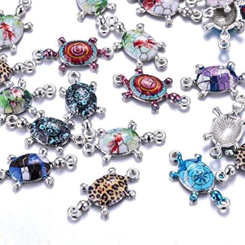 Manloufushi 30 Pcs Mixed Color Cute Sea Turtles Charms Jewelry Enamel Pendant Decoration Diy Handmade Making Necklace Bracelet Earring Keychain Accessories 27 * 14Mm #TOP1